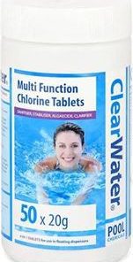 50 x 20g (1kg) Clearwater CH0019 4-in-1 Chlorine Tablets for Pools and Hot Tubs