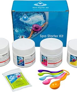 BLUE SPARKLE Chemical Starter Kit for Hot tub Spa Swimming Pool Water Cleaning Treatment Set for Mspa (Includes Chlorine, pH Minus, pH Plus, Foam Rem
