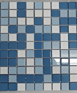 Deep Blue Ceramic Mosaic White + Sky Blue Three-Color Spell Tiles - 25x25mm for Concrete Pools