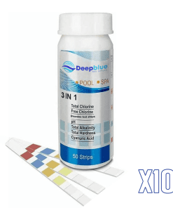 Deep Blue Pro - 10 Pack of 50 strips 3-Way Bromine Test Strips 500 Strips Bulk Trade Bromine PH TA