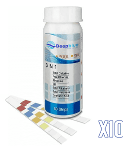 Deep Blue Pro - 10 Pack of 50 strips 3-Way Chlorine Test Strips 500 Strips Bulk Trade Chlorine PH TA